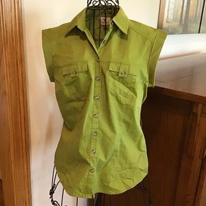 Blouse Worthington Petite Stretch Button Down S Small